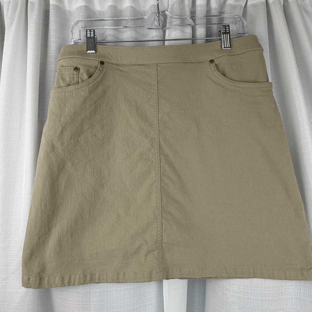 Hearts of Palm Tan Skort Womens 12 Khaki Five Pocket Stretch Pull On Skirt Short